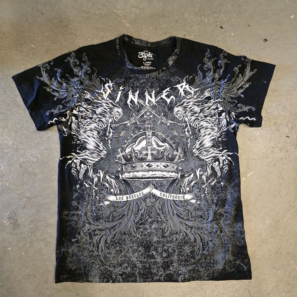 Eighty-Eight Brand Affliction Style Sinner T-shirt Grunge LA Y2k Size XL